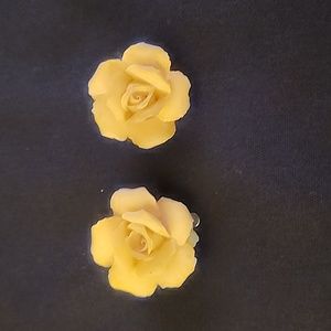 Vintage Rose Clip On Earrings